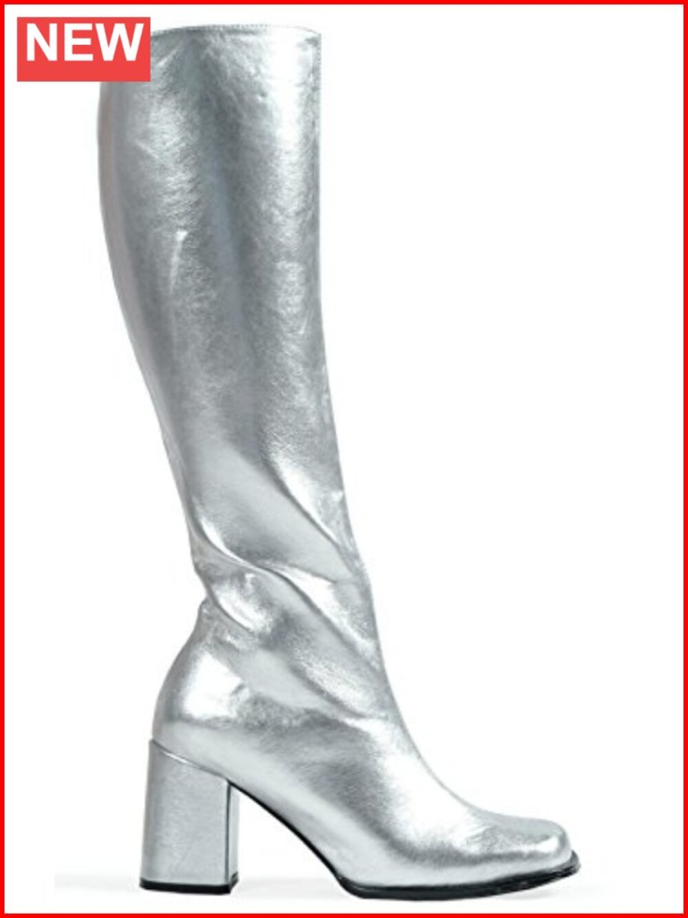 Novelty Go-Go Knee High Boot Chunky Block Heel PU